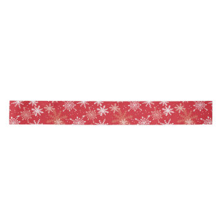 Ruban En Satin Motif blanc Snowflake sur rouge