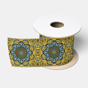 Ruban En Satin Motif bleu gothique
