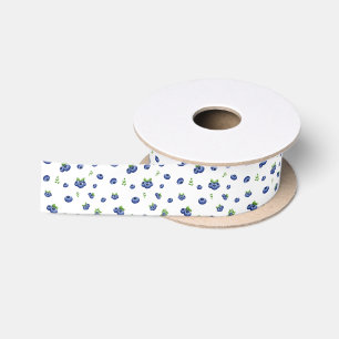 Ruban En Satin Motif Blueberry
