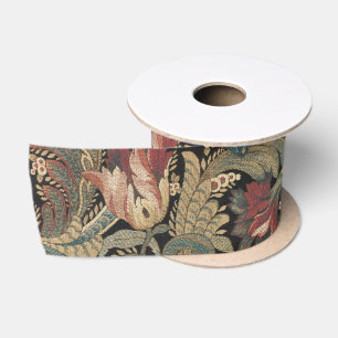 Ruban En Satin Motif botanique floral vintage sombre et maussade