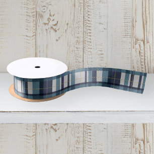 Ruban En Satin Motif carreaux bleu traditionnel chic