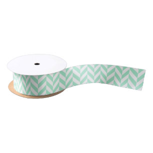 Ruban En Satin Motif Chevron vert à la menthe légère