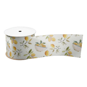Ruban En Satin Motif citron de campagne française