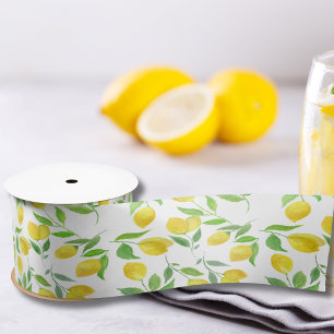 Ruban En Satin Motif Citrons Aquarelle