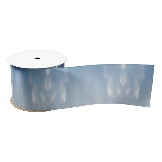 Ruban En Satin Motif Cloud bleu clair et blanc Abstrait (Bobine)