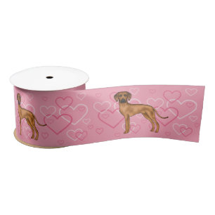 Ruban En Satin Motif Cœur Amour Chien Rhodesian Ridgeback Rose