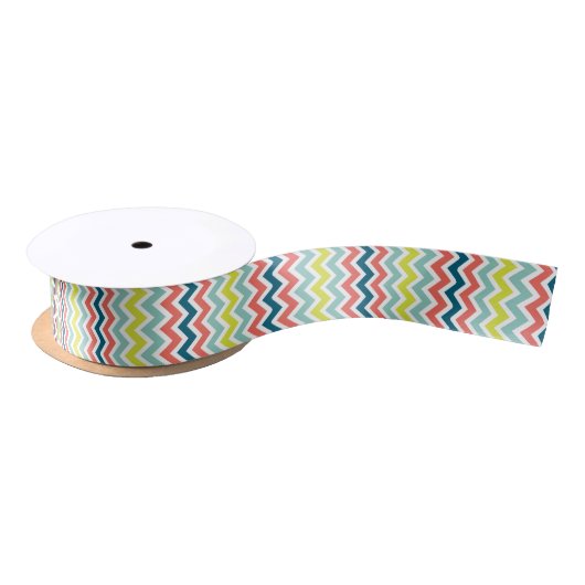 Ruban En Satin Motif coloré Chevron (Bobine)