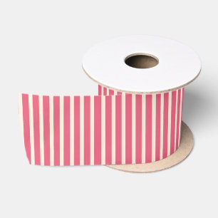 Ruban En Satin Motif Cottagecore Rose Pastèque Rayé Prépa
