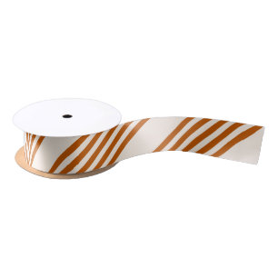 Ruban En Satin Motif couleur orange brun et beige cinq rayures