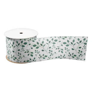 Ruban En Satin Motif d'aquarelle vert rustique
