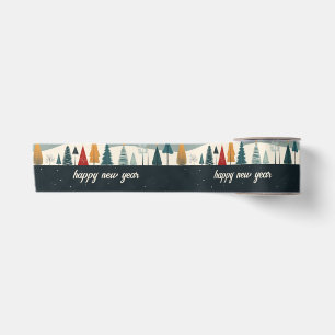 Ruban En Satin Motif d'arbre de Noël foncé