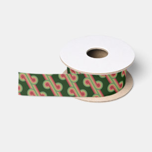 Ruban En Satin Motif d'art abstrait funky rétro chic avec vagues