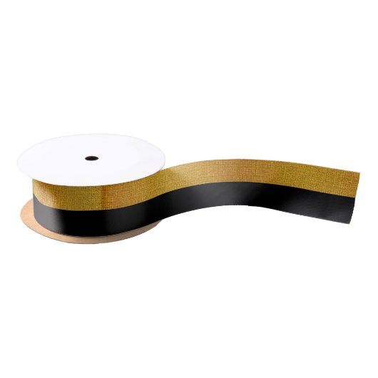 Ruban En Satin Motif de badge Gold Foil Black Stripes (Bobine)