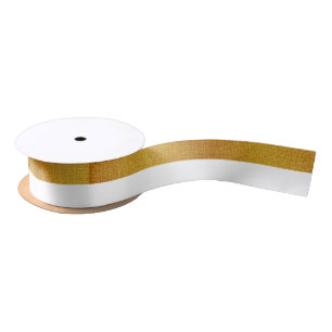 Ruban En Satin Motif de badge Gold Foil White Stripes