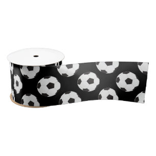 Ruban En Satin Motif de balle de football noir