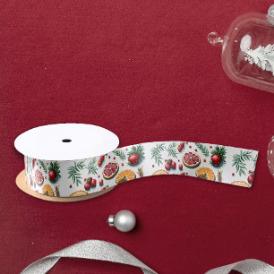 Ruban En Satin Motif de biscuits de Noël aux fruits citriques col