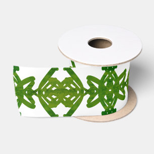 Ruban En Satin Motif de brosse à pinceau vert et blanc
