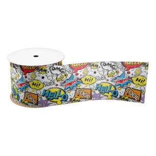Ruban En Satin Motif de bulle de dialogue d'art pop de bande dess