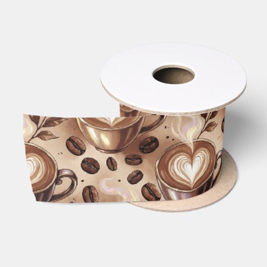 Ruban En Satin Motif de café (Bobine)