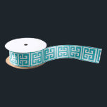 Ruban En Satin Motif de clé grecque Turquoise Peacock<br><div class="desc">Motif géométrique chic et élégant,  parfait pour votre prochain projet artisanal.</div>