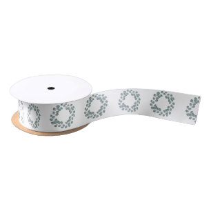 Ruban En Satin Motif de couronne d'eucalyptus en argent