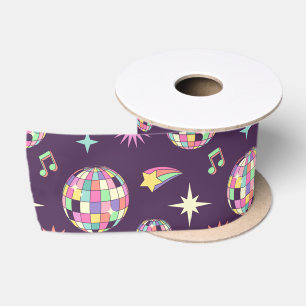 Ruban En Satin Motif de disco Super rétro coloré