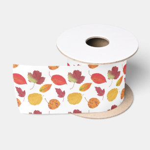 Ruban En Satin Motif de feuilles d'automne colorées