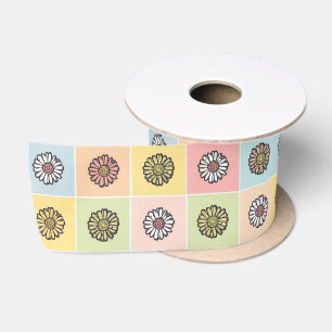 Ruban En Satin Motif de fleurs coloré tendance vintage pour anniv