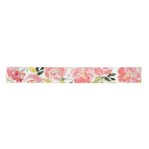 Ruban En Satin Motif de fleurs d'aquarelle