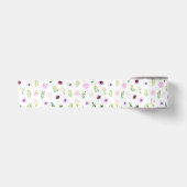 Ruban En Satin Motif de fleurs et de feuillage violets (Devant)