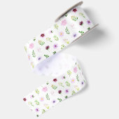 Ruban En Satin Motif de fleurs et de feuillage violets (Dos)