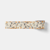 Ruban En Satin Motif de fleurs graphiques blanches orange (Devant)