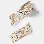 Ruban En Satin Motif de fleurs graphiques blanches orange (Dos)