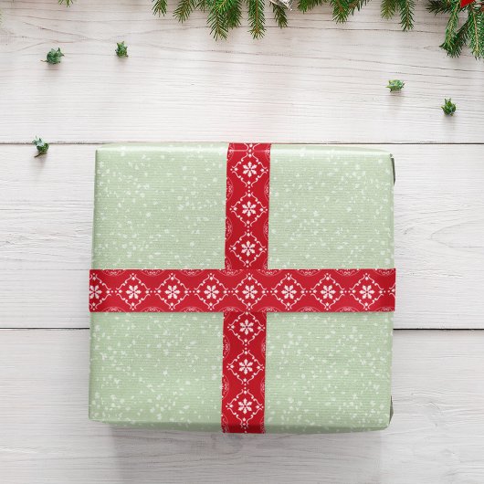 Ruban En Satin Motif de flocon de neige de Noël rouge simple