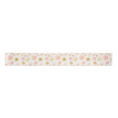 Ruban En Satin Motif de flocons de neige rose et or (Devant)
