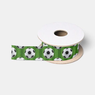 Ruban En Satin Motif de football européen vert