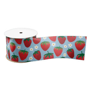 Ruban En Satin Motif de fraises sucrées