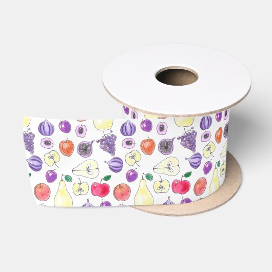 Ruban En Satin Motif de fruits (Bobine)