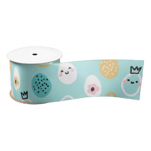 Ruban En Satin Motif de jolis œufs de Pâques Œufs pastel kawaii