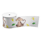 Ruban En Satin Motif de la feuille tropicale singe (Bobine)