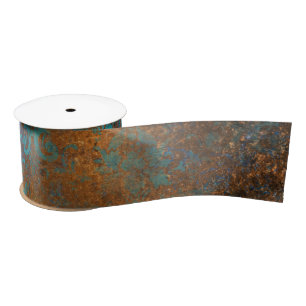 Ruban En Satin Motif de luxe décoratif floral marron bleu grunge
