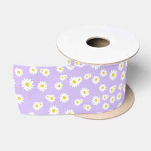 Ruban En Satin Motif de marguerites de printemps boho violet