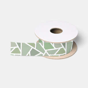 Ruban En Satin Motif de mosaïque vert olive
