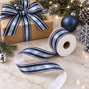 Ruban En Satin Motif de Noël en bande bleue ID862