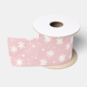 Ruban En Satin Motif de Noël rose
