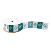 Ruban En Satin Motif de Noël Turquoise White Stripe (Bobine)
