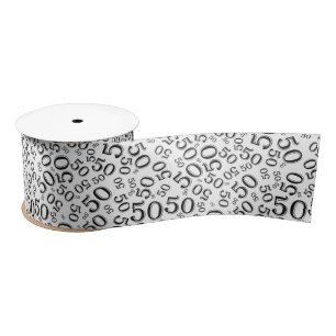 Ruban En Satin Motif de nombre d'anniversaire 50 moderne noir/bla