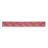Ruban En Satin Motif de pin de Noël vert rouge (Devant)
