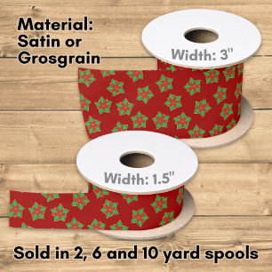 Ruban En Satin Motif de Poinsettia de Noël