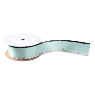 Ruban En Satin Motif de pois turquoise blanc noir d'aquarelle